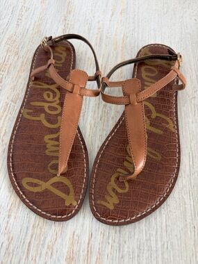 Sam Edelman Gigi Tan Leather Thong Sandals